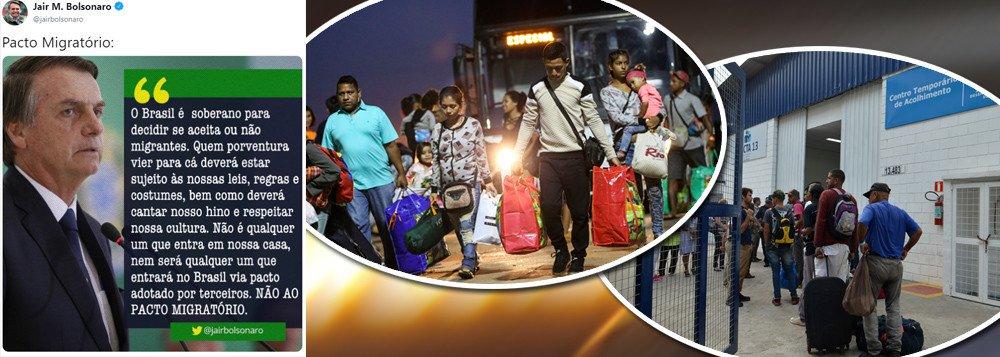 Bolsonaro começa o dia ameaçando migrantes