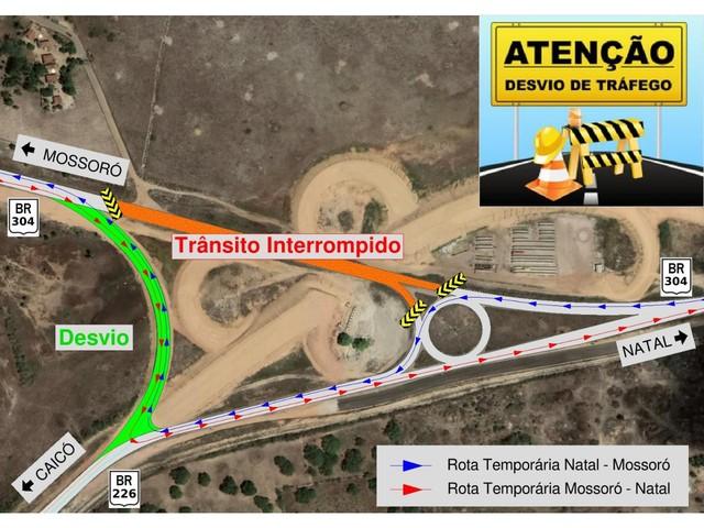 Trecho da BR-304 é interditado para obra de viaduto nesta quinta (28) na Grande Natal