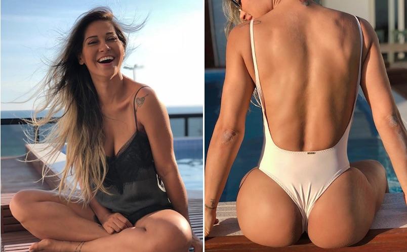 Mayra Cardi mostra estrias no bumbum ao posar com maiô fio-dental: 