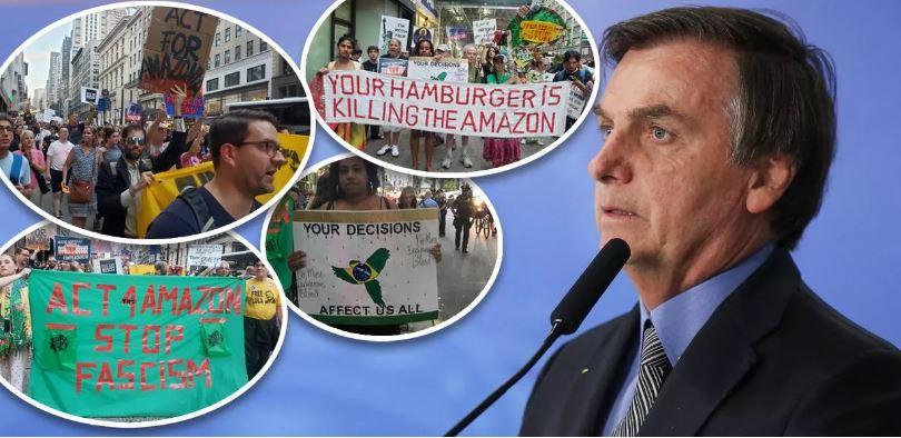 Nova York amanhece com protestos contra Bolsonaro