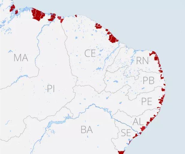 Lista de praias atingidas pelas manchas de óleo no Nordeste