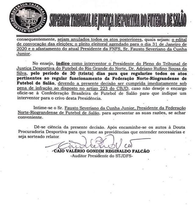 Presidente da federação de futsal do RN é afastado e eleições da entidade são suspensas
