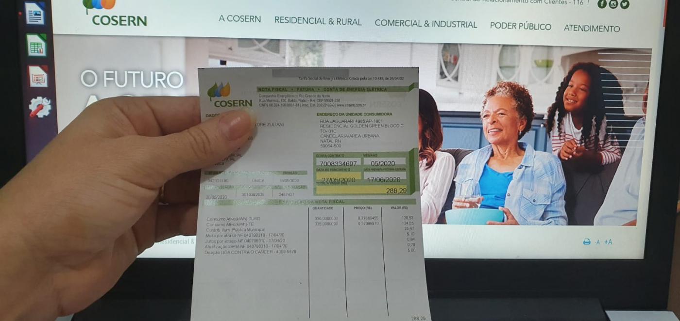 Cosern dá desconto de R$ 35 para pagamento em cartão de crédito