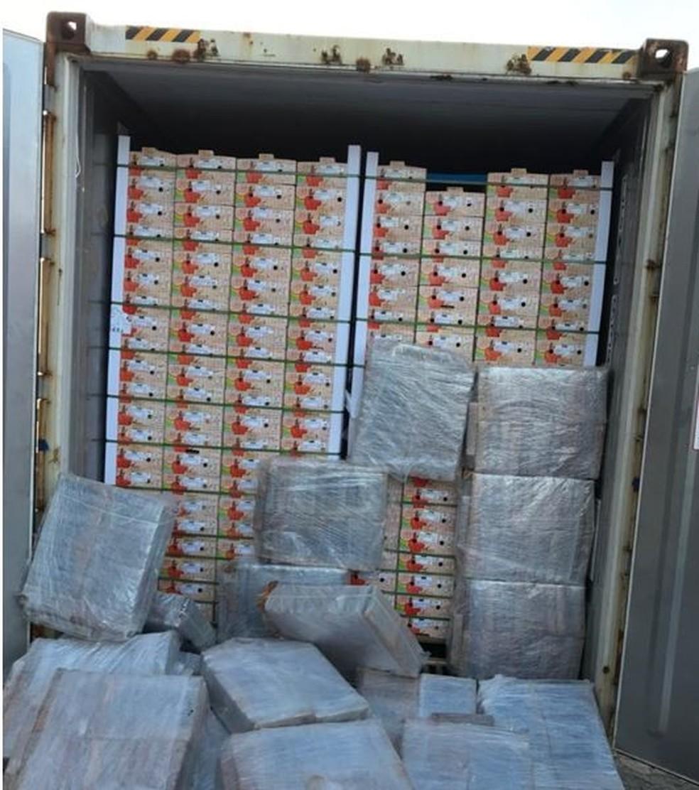 PF e Receita Federal apreendem 704 kg de cocaína em meio a carga de mangas no porto de Natal