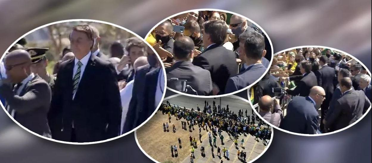 Bolsonaro celebra 7 de setembro sem máscara e em meio a aglomerações