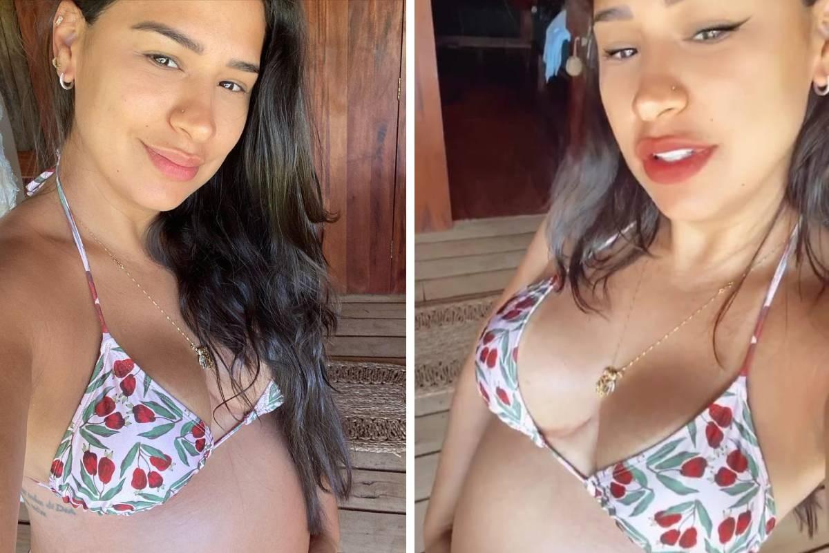 De biquíni, Simone exibe barriga de grávida: 