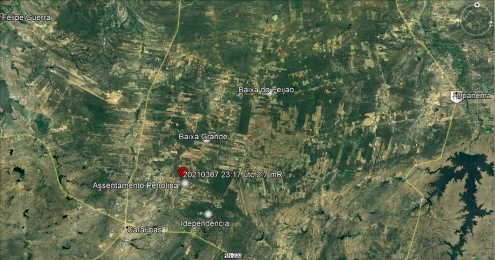 Cinco tremores de terra são registrados em três cidades do RN