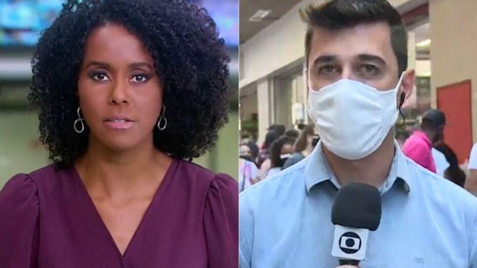 Repórter é interrompido com grito de ‘Globo lixo’, e Maju rebate: ‘Tá trabalhando’