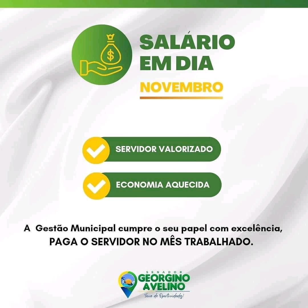 GEORGINO AVELINO: PREFEITURA REALIZA O PAGAMENTO DE SALÁRIO DOS SERVIDORES PÚBLICOS