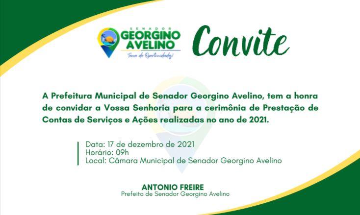 CONVITE - PREFEITO ANTÔNIO FREIRE PRESTARÁ CONTAS DE SERVIÇOS E AÇÕES REALIZADAS EM 2021