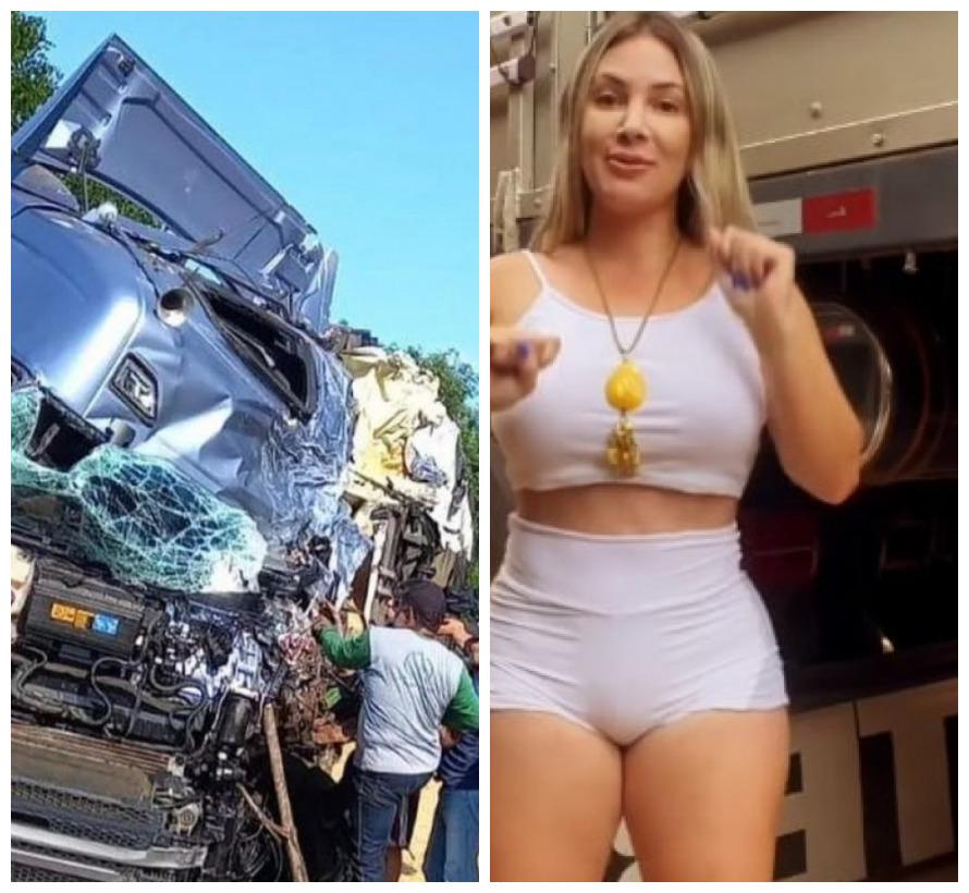 Caminhoneira conhecida como 'Musa das Estradas' diz que sofreu acidente a 40 km/h após peça do caminhão da frente soltar