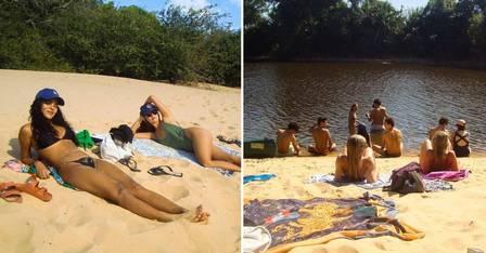 ELENCO DE 'PANTANAL' CURTE DIA DE FOLGA EM 'PRAINHA' NO MATO GROSSO DO SUL