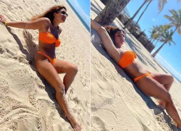 Giulia Costa curte dia de praia e atualiza bronzeado