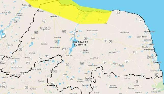Inmet alerta para chuvas intensas em 16 cidades do RN; veja lista