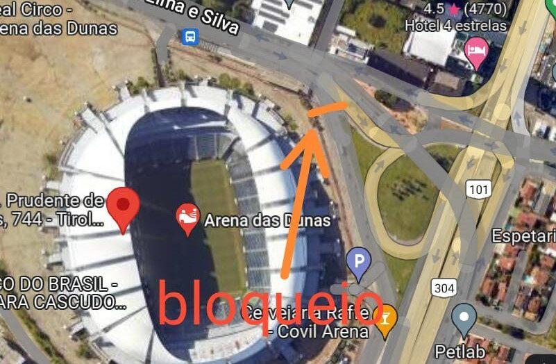 Acesso à marginal da BR-101 é interditado neste domingo, 07, devido ao jogo América X Moto Club