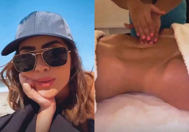 Jade Picon mostra abdômen trincado durante massagem