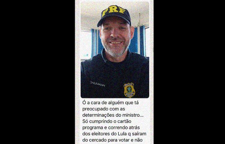 AGENTE DA PRF COMEMORA NO WHATSAPP BLOQUEIO A ELEITORES DE LULA