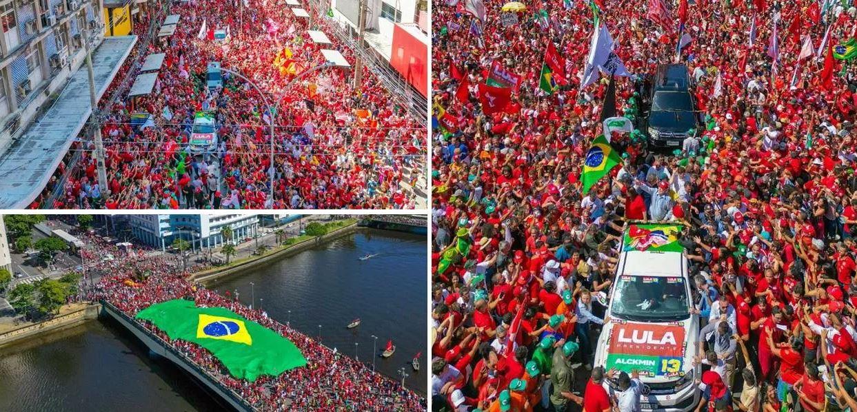 Lula e Marília arrastam multidão pelas ruas do Recife (vídeos)