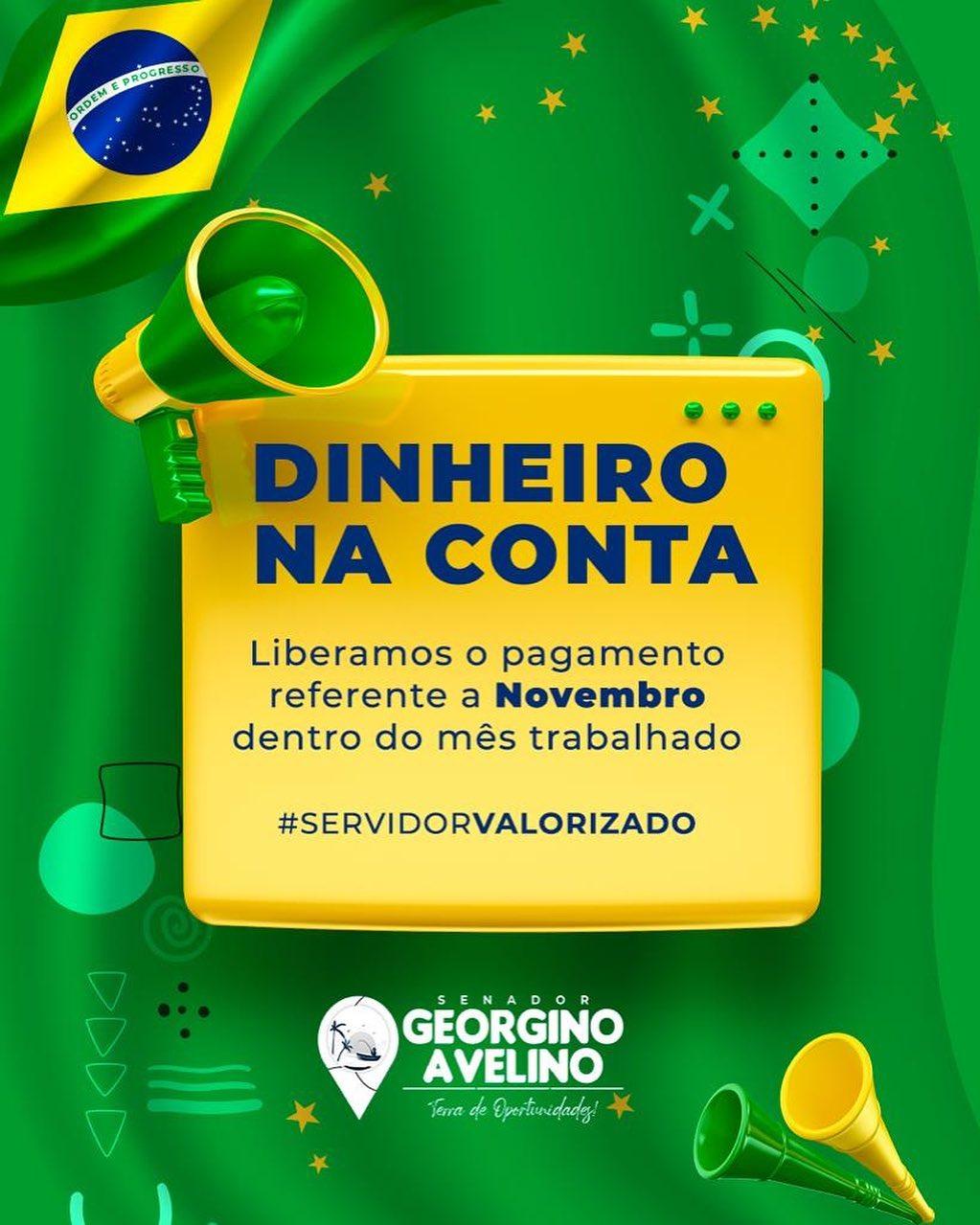 PREFEITURA DE GEORGINO AVELINO ANTECIPA PAGAMENTO AOS SERVIDORES