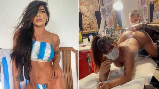 BRASILEIRA SUZY CORTEZ FAZ NOVA TATUAGEM ÍNTIMA EM HOMENAGEM A MESSI, DA ARGENTINA