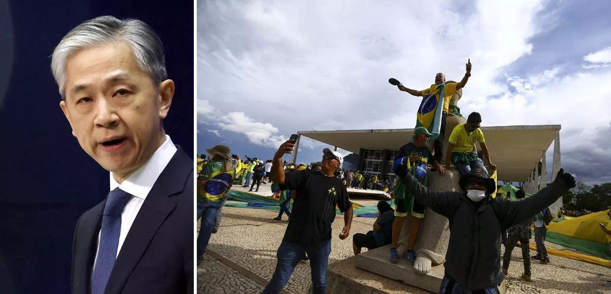 China está do lado do governo Lula contra terrorismo bolsonarista
