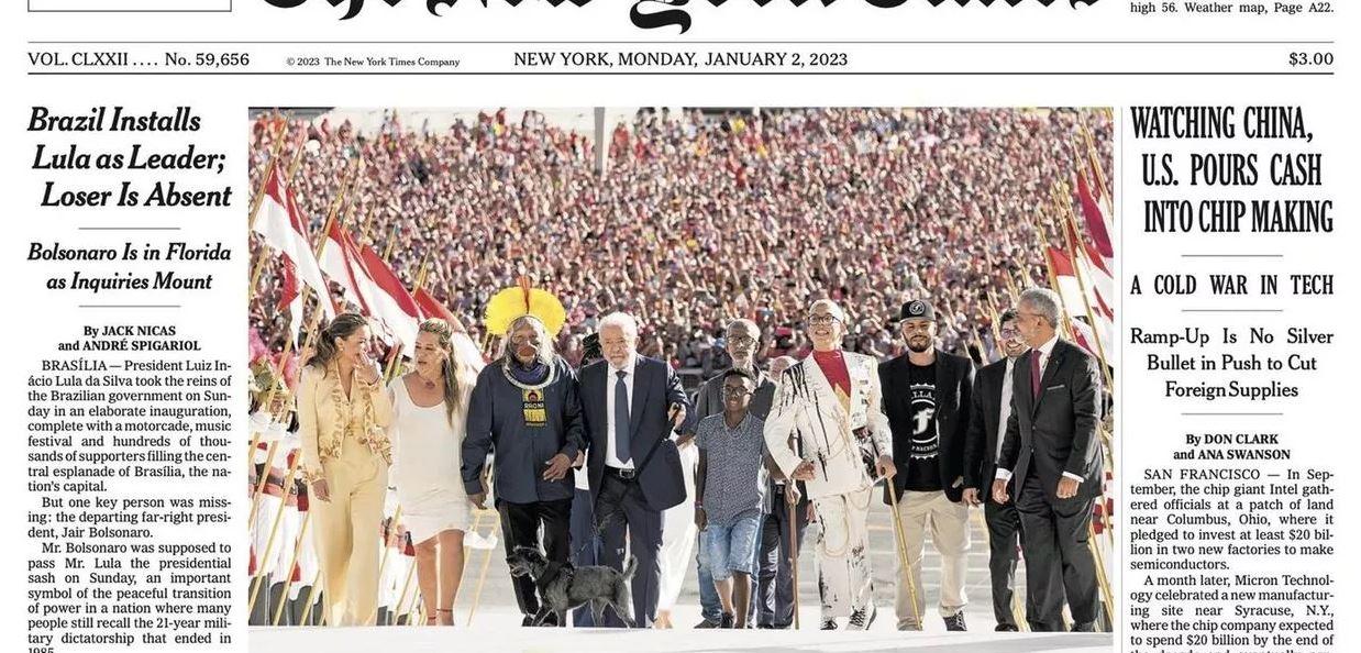 Posse de Lula é capa do New York Times