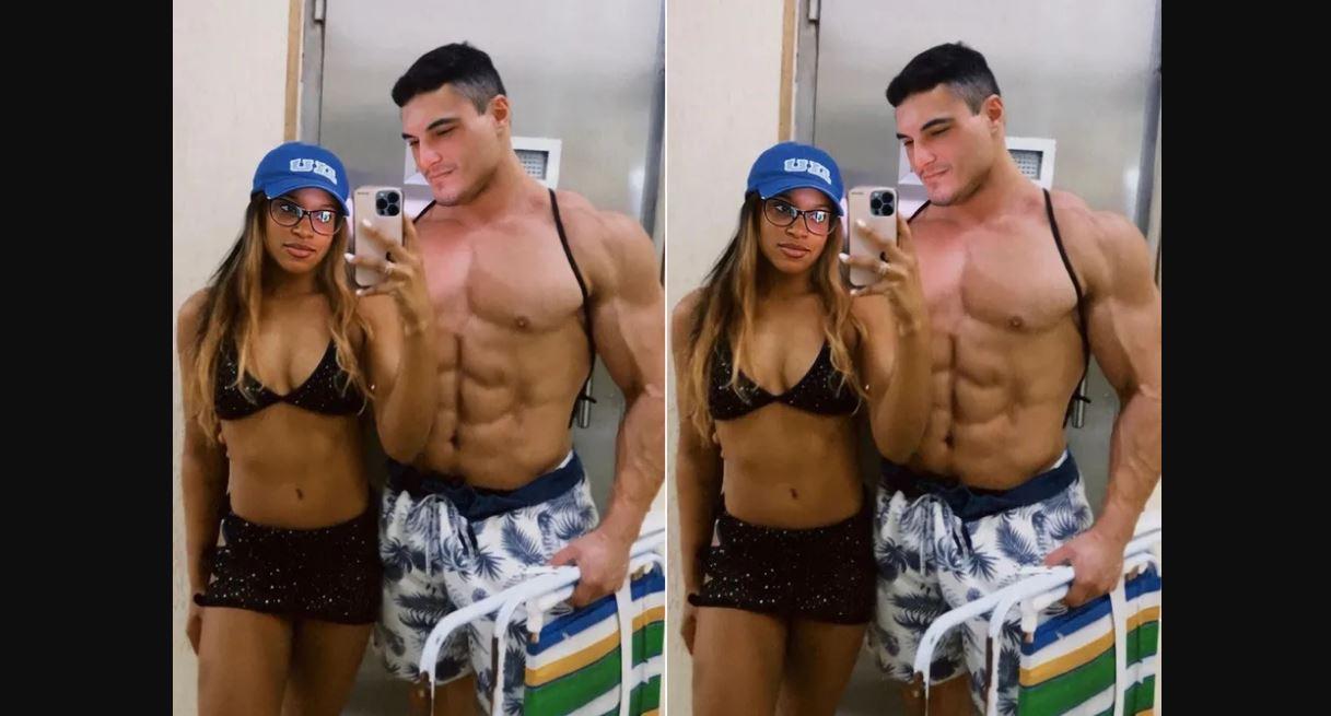 Rebeca Andrade e noivo fisiculturista ostentam tanquinhos na web