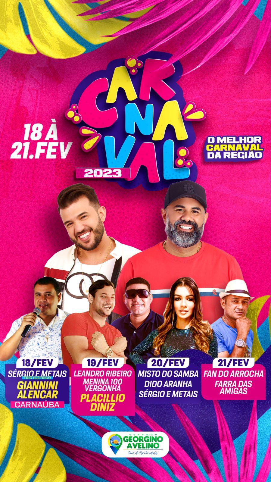 PREFEITURA DE GEORGINO DIVULGA TODAS AS ATRAÇÕES DO CARNAVAL 2023 NA CIDADE