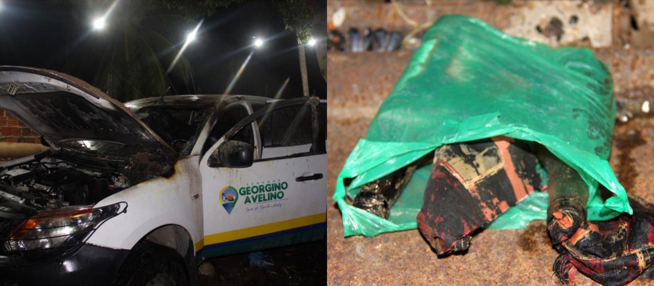 CRIMINOSOS INCENDEIAM VEÍCULO DA PREFEITURA DE SENADOR GEORGINO AVELINO