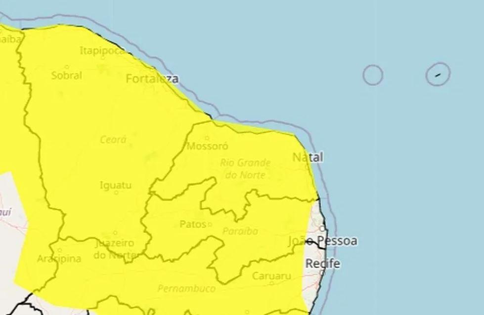 Inmet alerta para chuvas intensas em todo o Rio Grande do Norte