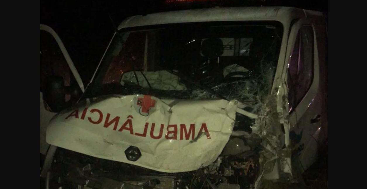 Ambulância bate em animal e caminhão em acidente na BR-427 no RN