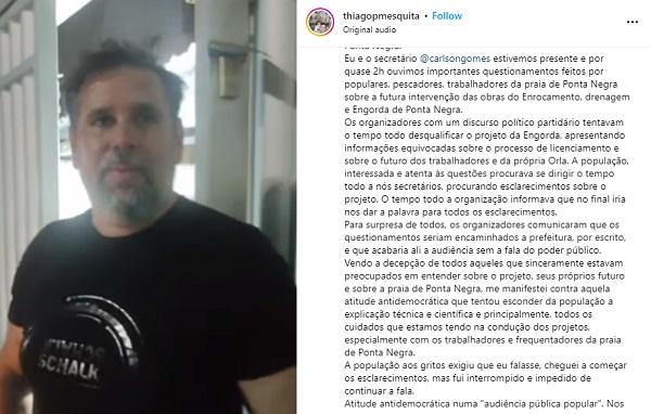 Secretário diz que foi impedido de falar em audiência pública sobre engorda