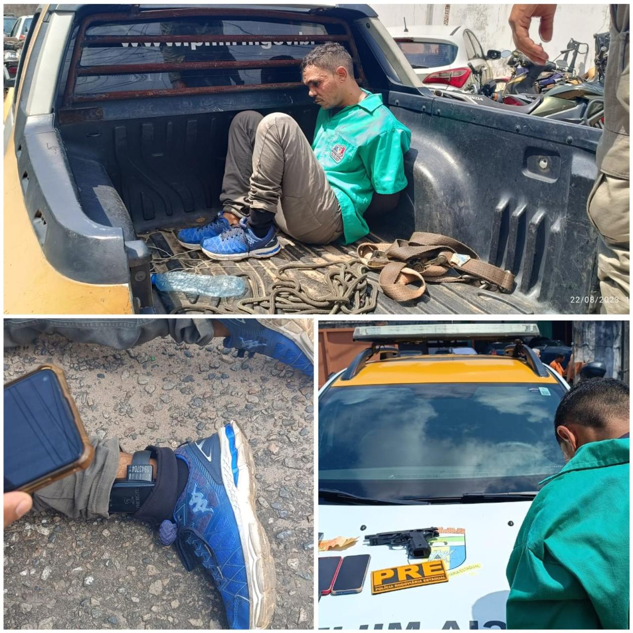 HOMEM UTILIZANDO TORNOZELEIRA ELETRÔNICA É PRESO EM FLAGRANTE PELO BATALHÃO RODOVIÁRIO/CPRE PRATICANDO ROUBO NA ZONA NORTE DE NATAL