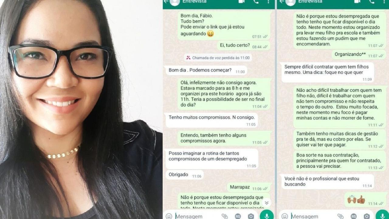 Mulher causa revolta ao divulgar conversa que teve com recrutador de empresa justificando a não contratação