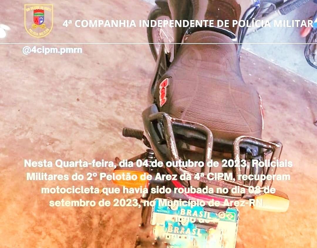 4ª CIPM recupera motocicleta roubada pertencente a morador de Georgino Avelino