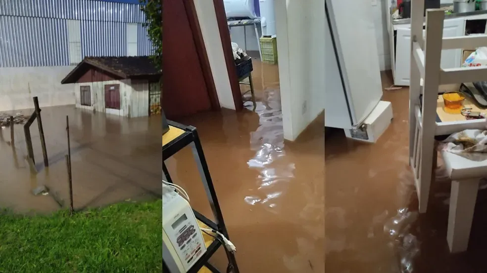 Temporais destelham casas, derrubam árvores, alagam vias e uma pessoa fica ferida em SC; FOTOS