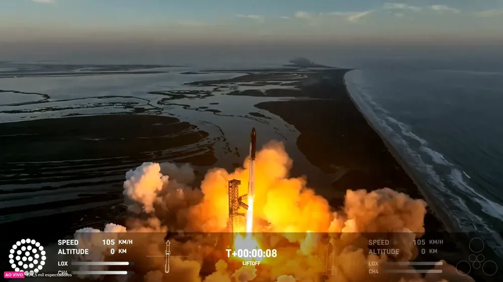 SpaceX lança Starship, mas propulsor explode; empresa perdeu contato com a nave