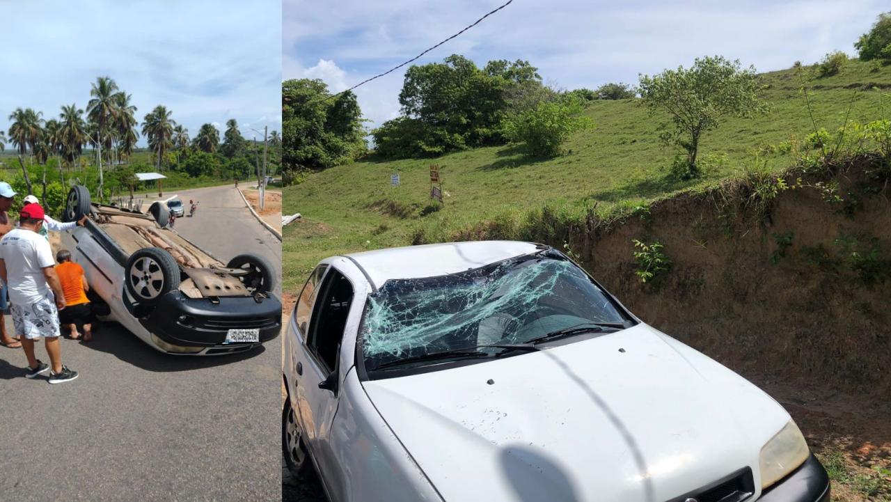 Carro capota em Georgino Avelino na manhã deste domingo (17), ocupantes saem com ferimentos leves