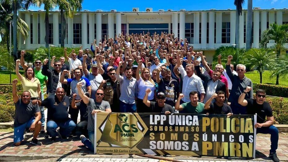 Servidores da Segurança protestam contra embargo do Governo do RN para dialogar reajuste