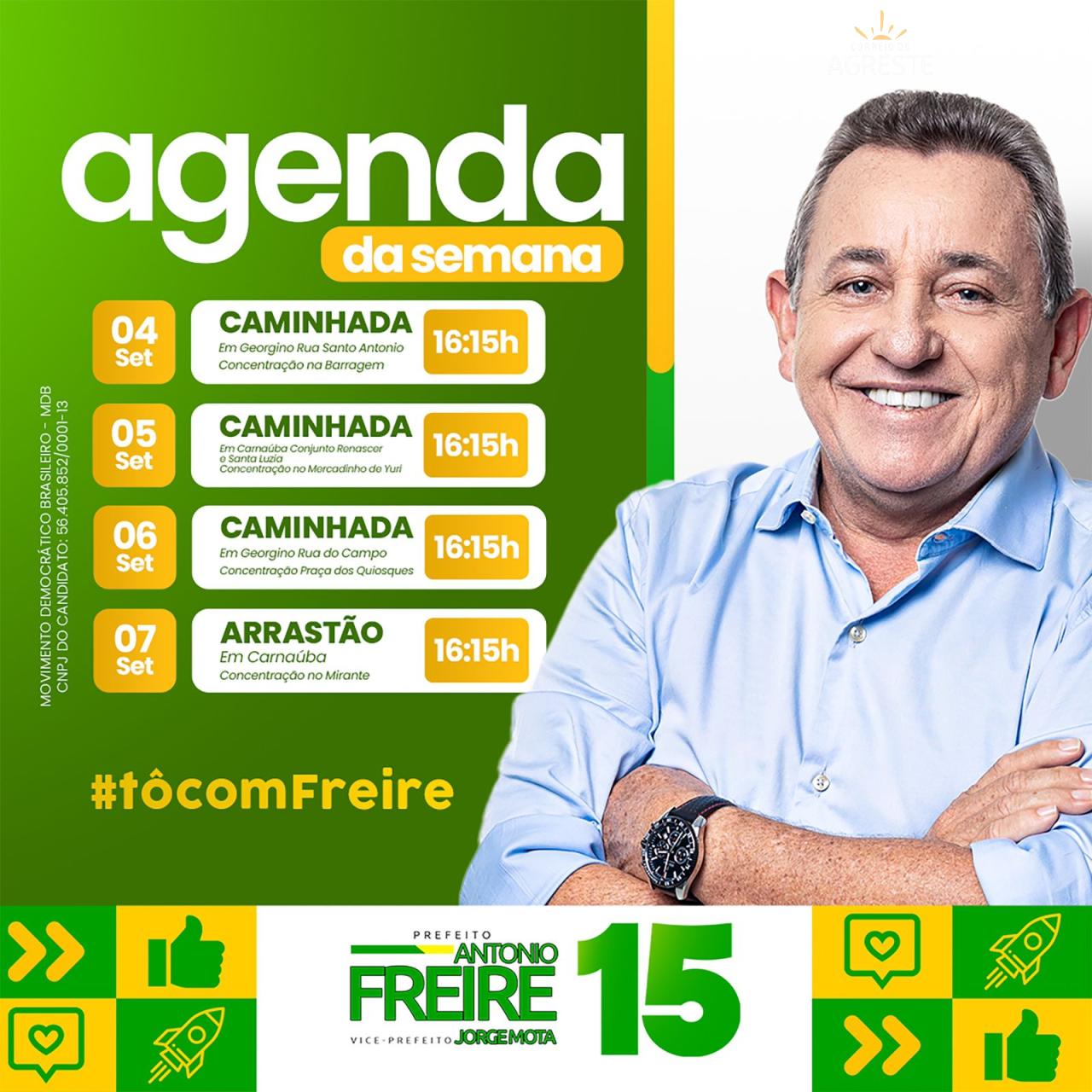 Agenda da Semana: Caminhadas e Arrastão movimentam Campanha de Antonio Freire