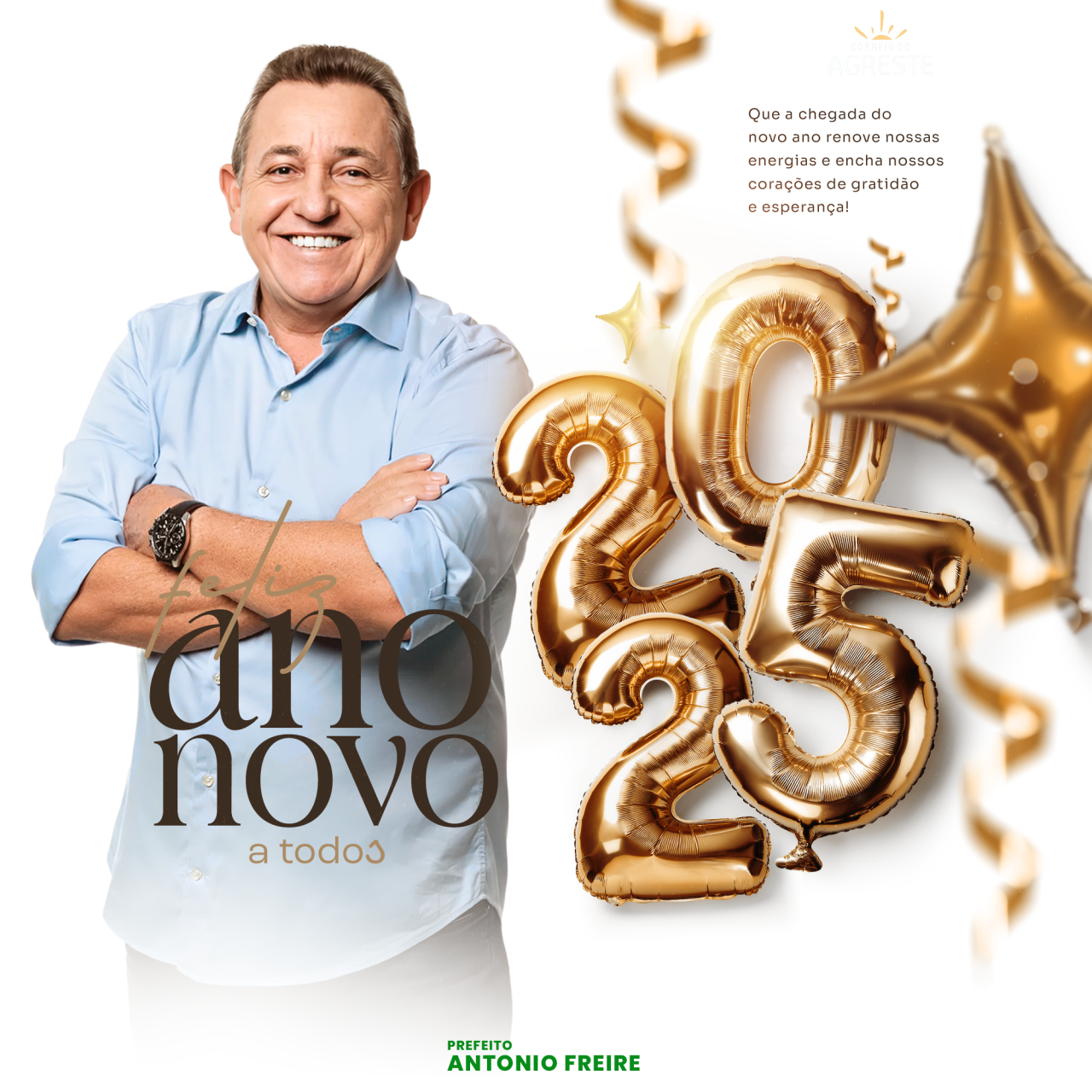 Prefeito Antonio Freire Deseja um Feliz 2025 a Todos os Georginenses