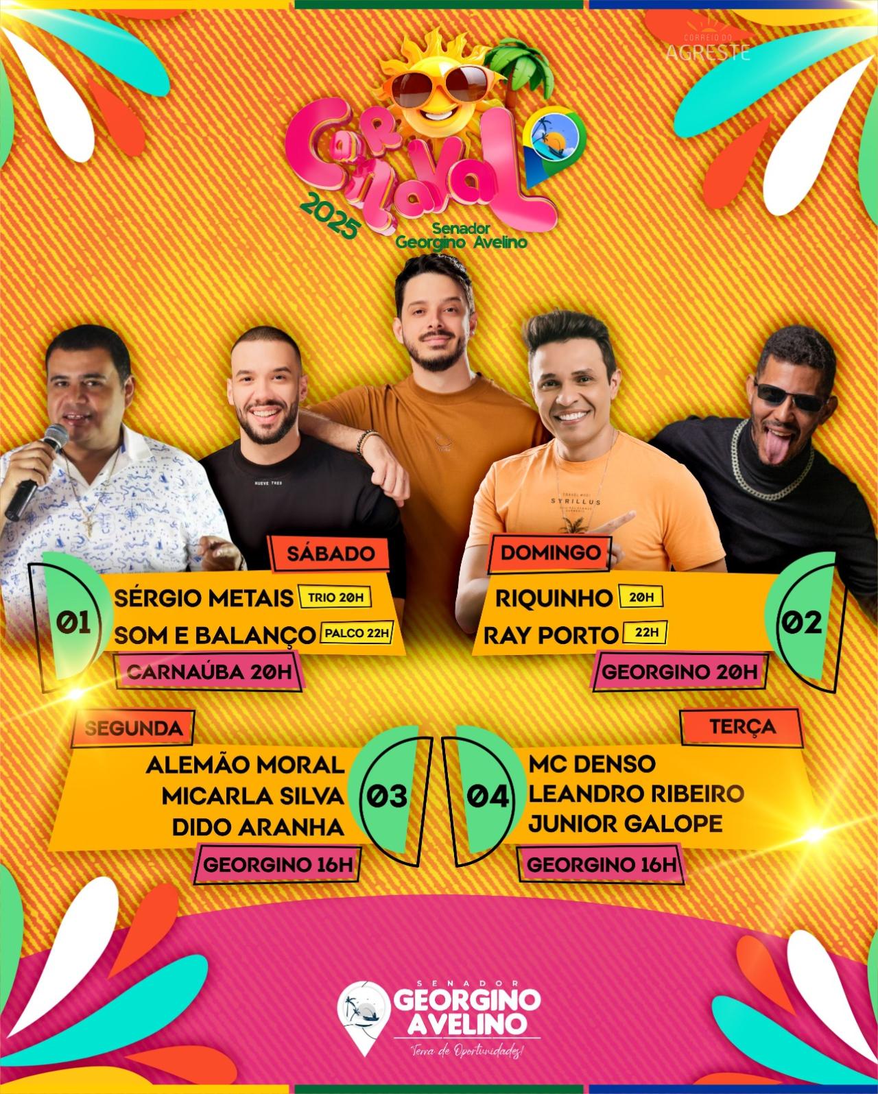 PREFEITURA DE GEORGINO AVELINO ANUNCIA AS ATRAÇÕES DO CARNAVAL 2025