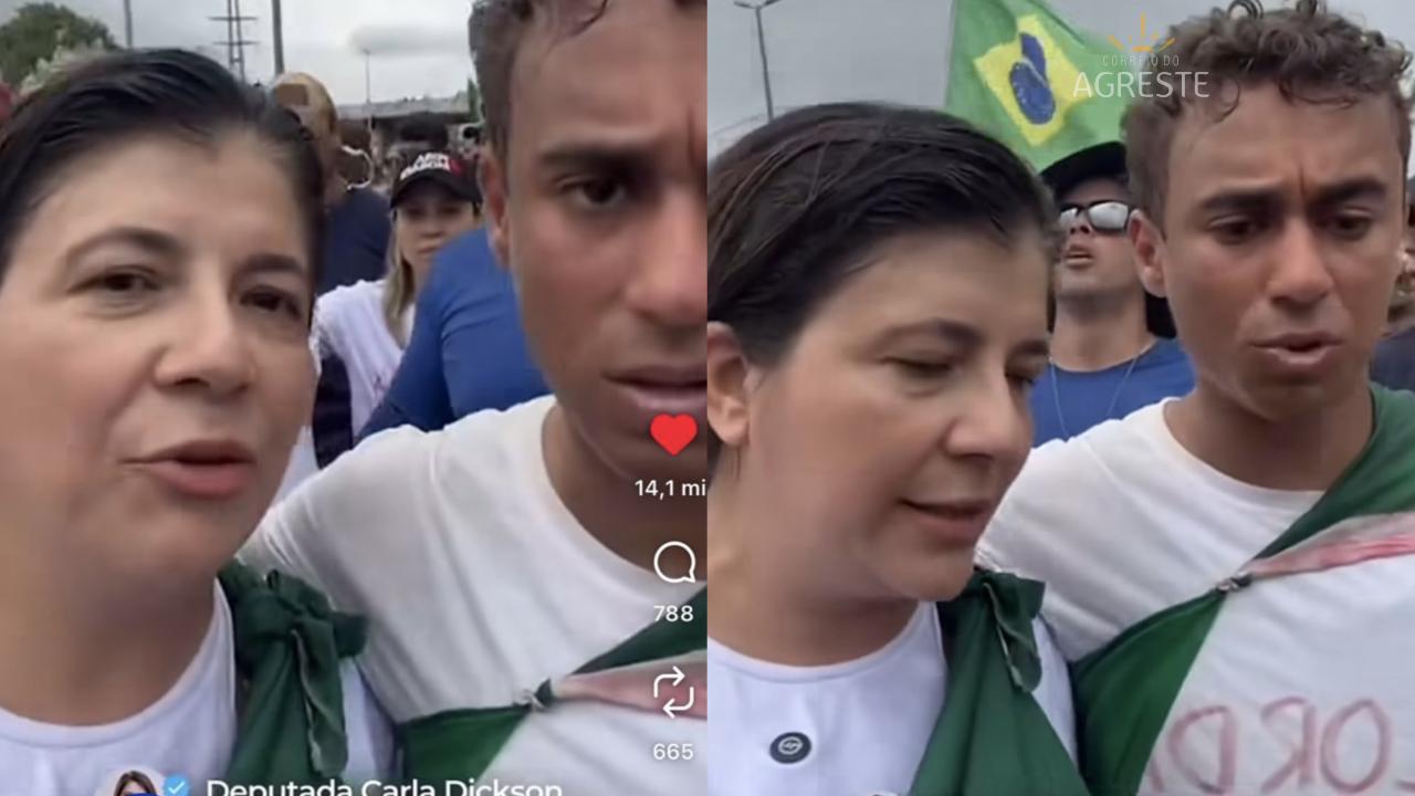 Carla Dickson assume o protagonismo feminino conservador e representa o RN na caminhada de Nikolas Ferreira, em Brasília