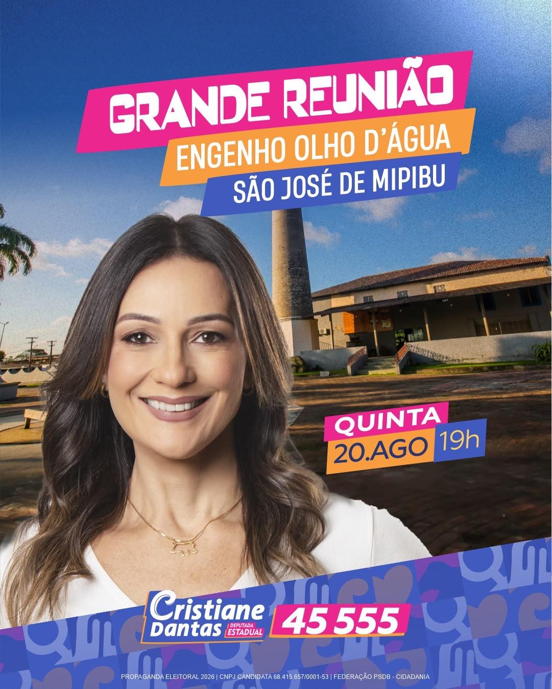 CRISTIANE DANTAS REUNIRÁ GRUPO POLÍTICO EM SÃO JOSÉ DE MIPIBU NESTA QUINTA-FEIRA