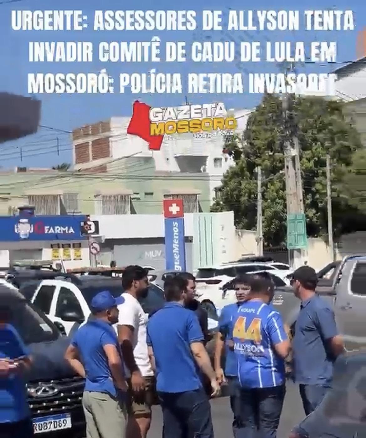 URGENTE: Assessores de Allyson tentam invadir comitê de Cadu de Lula em Mossoró; polícia retira invasores